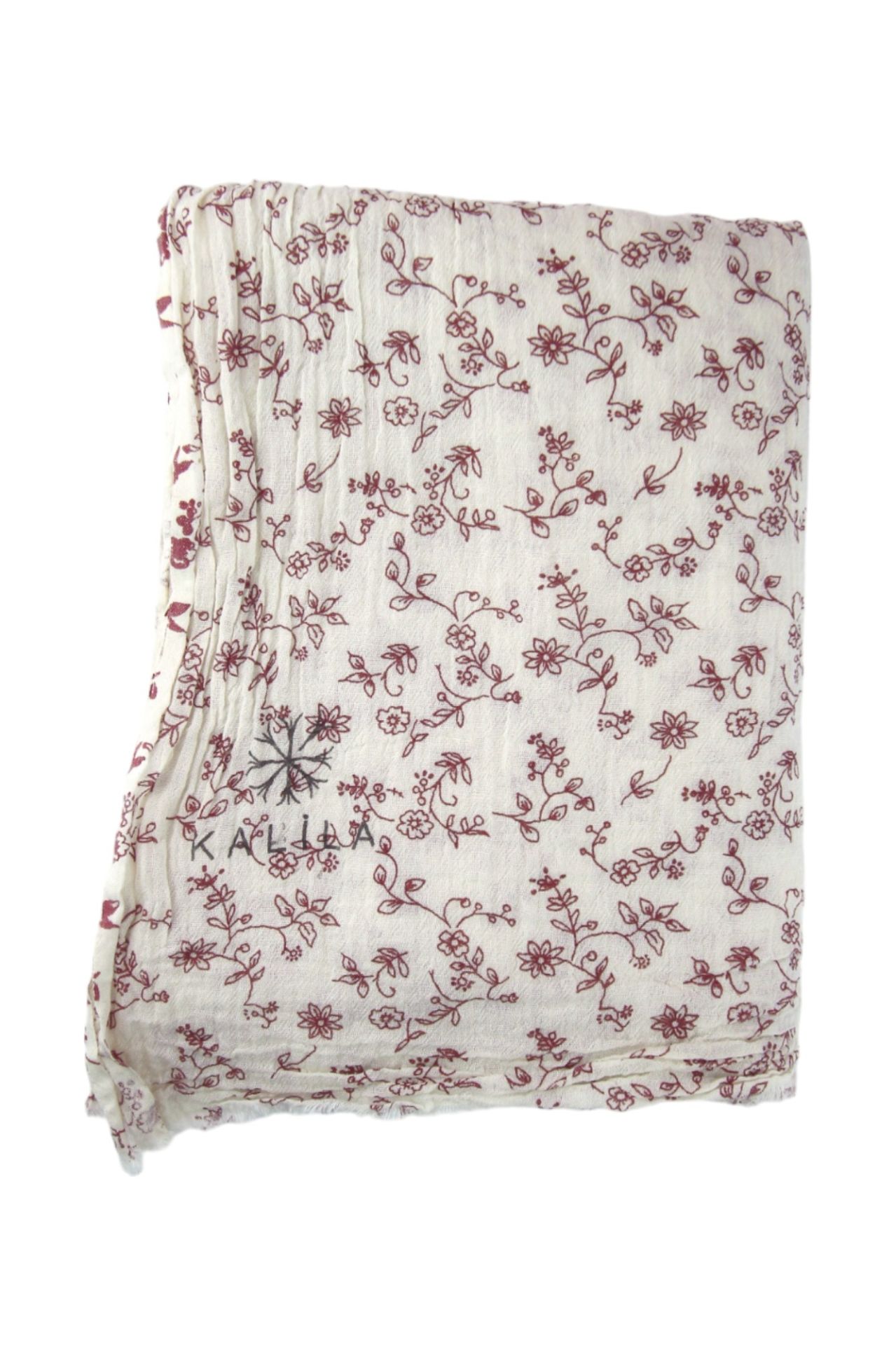 Kalila %100 Pamuk Desenli Şal Bordo