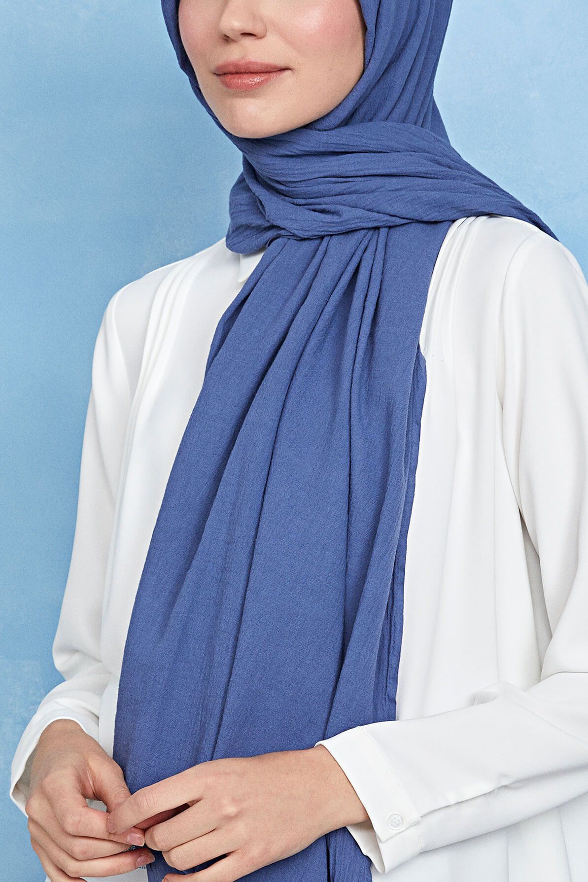 Organik Boyalı %100 Pamuk Şal Mavi