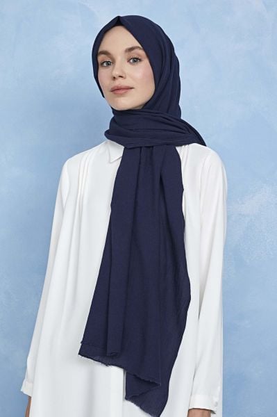 Organik Boyalı %100 Pamuk Şal Lacivert