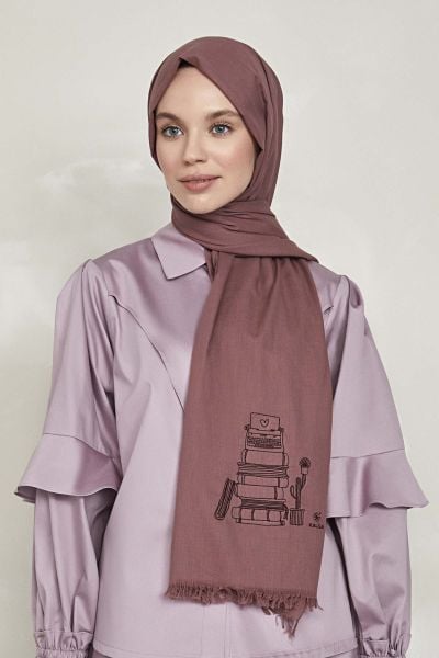 Outlet Düş Peşine Kariyer %100 Pamuk Şal Gül Kurusu (NAKIŞLI)