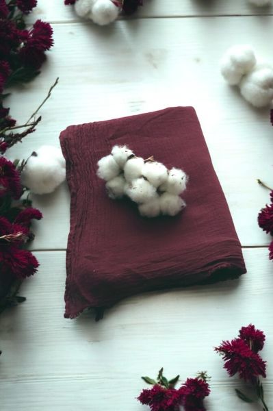 Organik Boyalı %100 Pamuk Şal Bordo