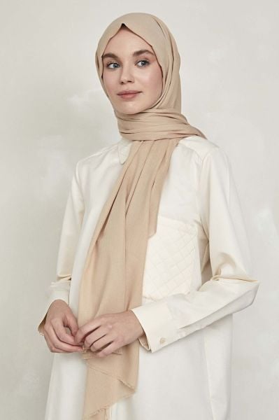 İnce Pamuk Vual %100 Pamuk Şal Kum Beji