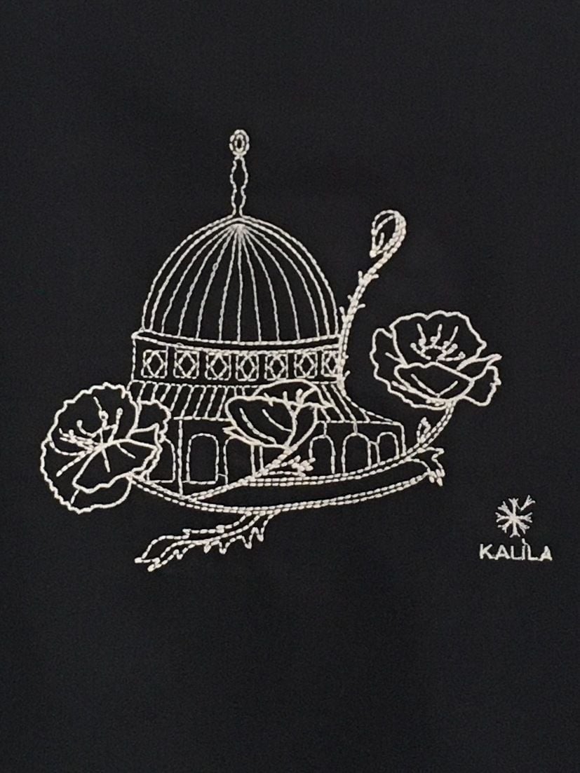 Düş Peşine Doğa Filistin Gelinciği %100 Pamuk Şal Siyah (NAKIŞLI)