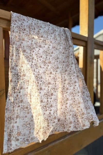 İnce Desenli Şallar %100 Pamuk Çıtır Desen Kahve