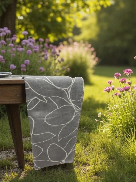 Firuze Serisi Düz İnce Desenli Şallar %100 Pamuk Gri