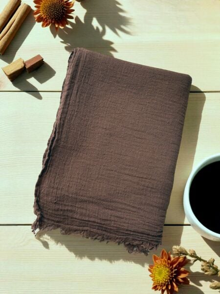 Naura Saf Pamuk Şal Kahve (%100 Pamuk)