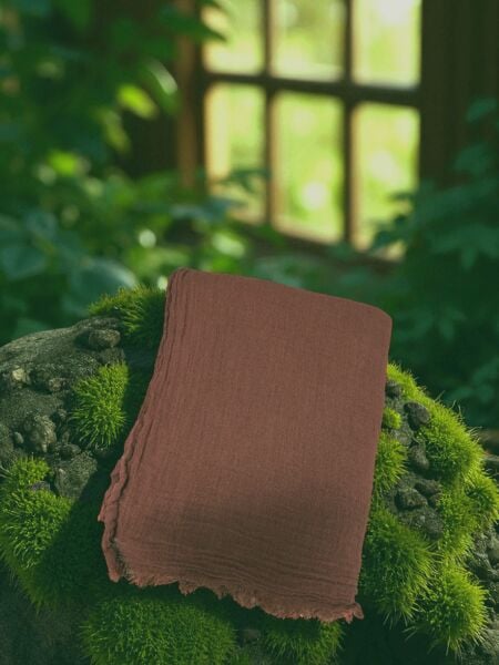 Naura Saf Pamuk Şal Çikolata Kahve (%100 Pamuk)