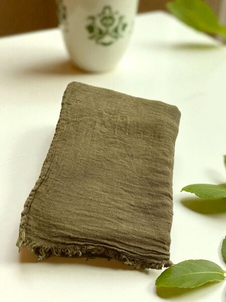 Naura Saf Pamuk Şal Koyu Yağ Yeşili (%100 Pamuk)