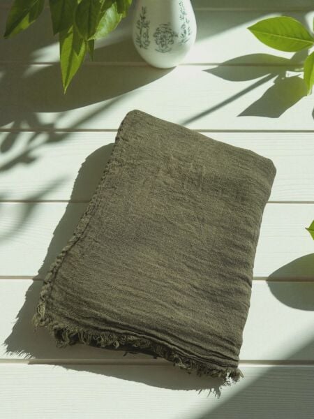 Naura Saf Pamuk Şal Haki Yeşili (%100 Pamuk)