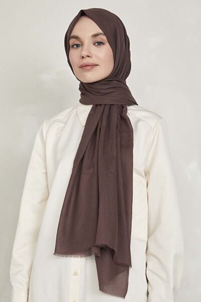 OUTLET İnce Pamuk Vual %100 Pamuk Şal Koyu Kahve