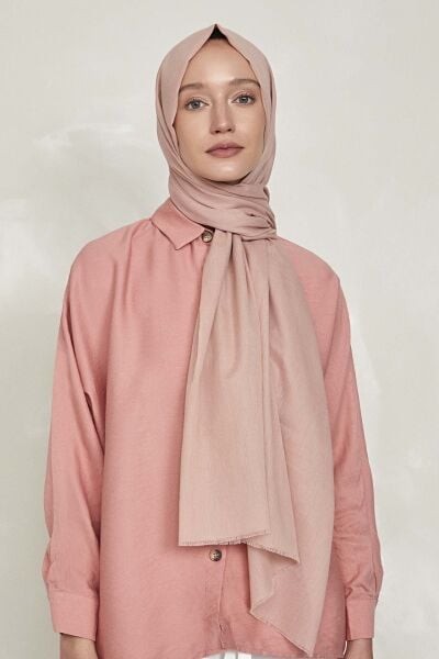 OUTLET İnce Pamuk Vual %100 Pamuk Şal Pudra