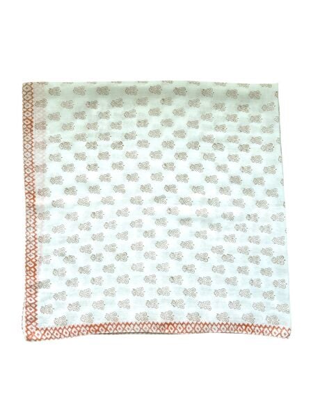 Desenli %100 Pamuk Kare Turuncu Kahve