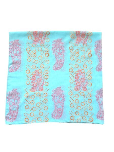 Desenli %100 Pamuk Kare Mavi Pembe Turuncu