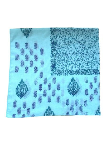 Desenli %100 Pamuk Kare Mavi Yeşil