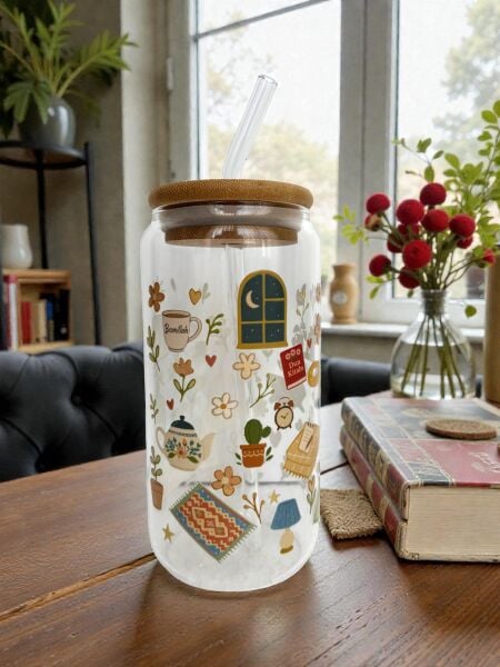 Huzurlu Bir Gün Pipetli Cam Bardak