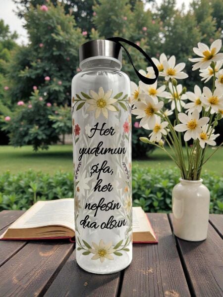 Her Yudum Şifa Cam Su Şişesi