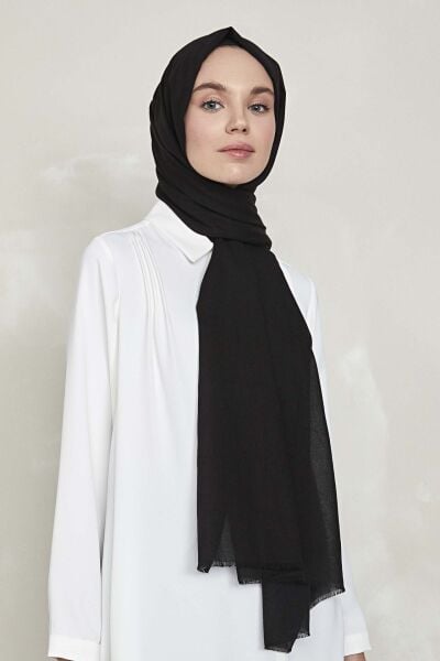 OUTLET İnce Pamuk Vual %100 Pamuk Şal Siyah