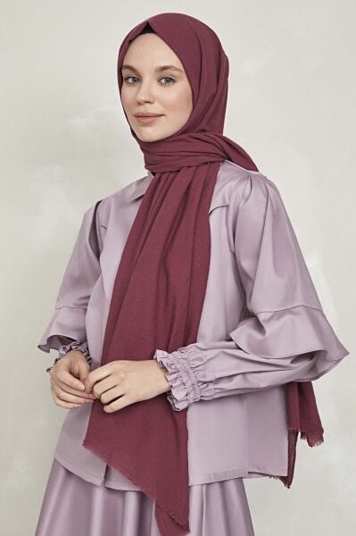 OUTLET Organik Boyalı %100 Pamuk Şal Vişne