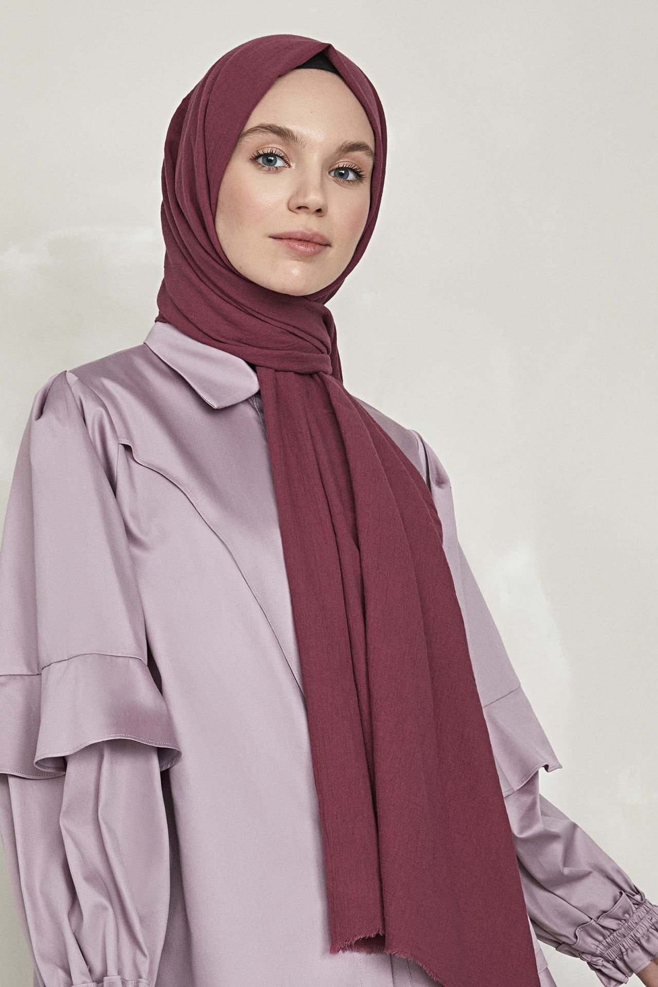 OUTLET Organik Boyalı %100 Pamuk Şal Vişne