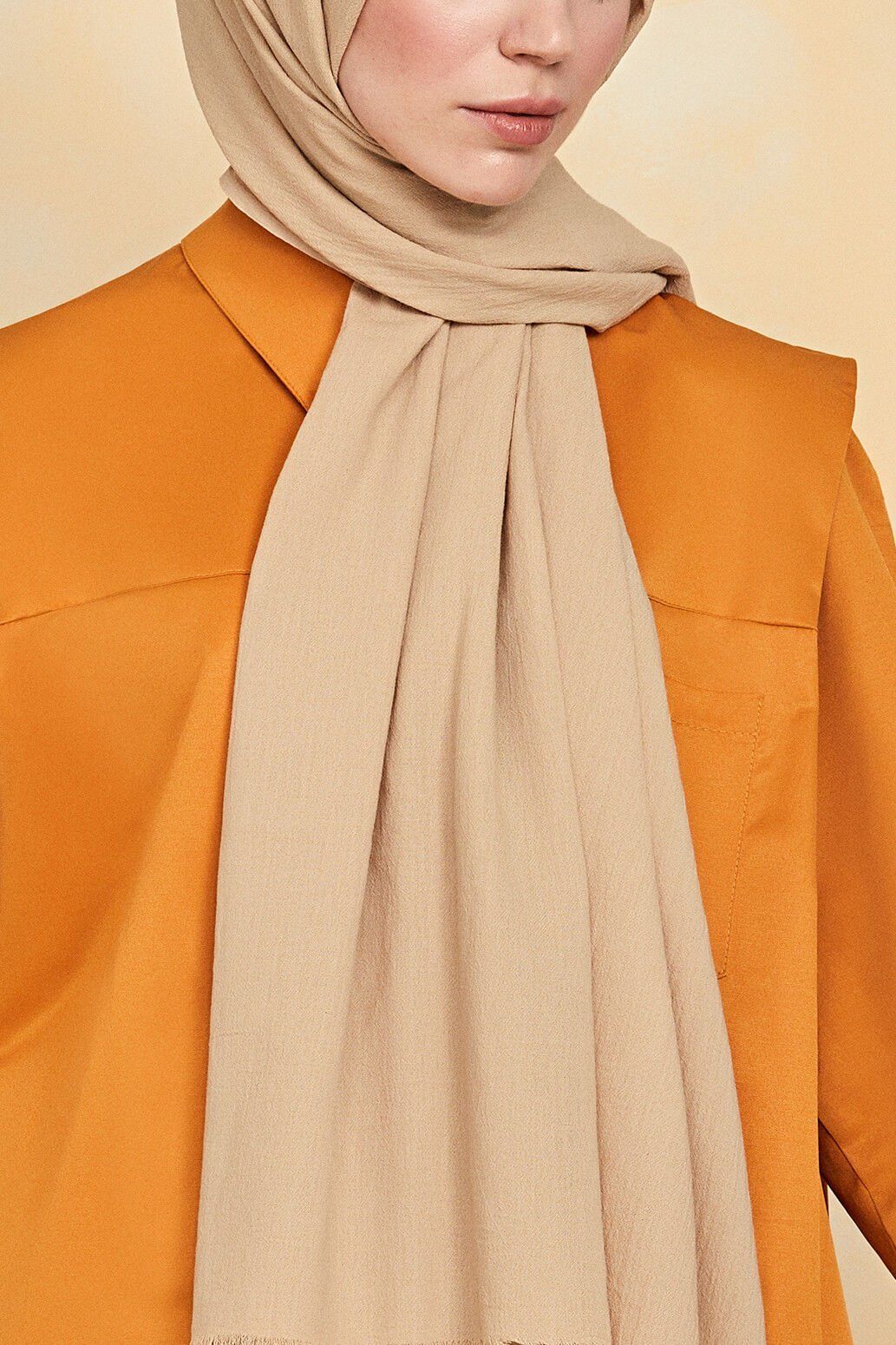 OUTLET Organik Boyalı %100 Pamuk Şal Bej