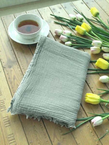 Naura Saf Pamuk Şal Dumanlı Mavi (%100 Pamuk)