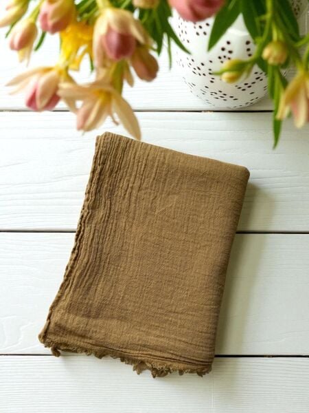 OUTLET Naura Saf Pamuk Şal Hardal (%100 Pamuk)