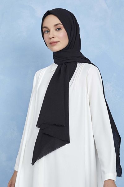 OUTLET Organik Boyalı %100 Pamuk Şal Siyah