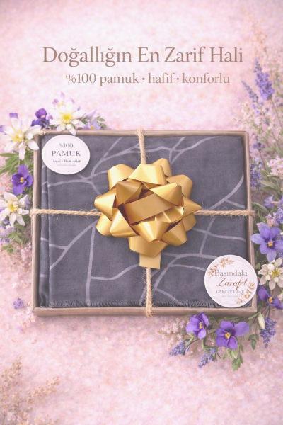 HEDİYELİK Firuze Serisi Düz İnce Desenli Şallar %100 Pamuk Gri