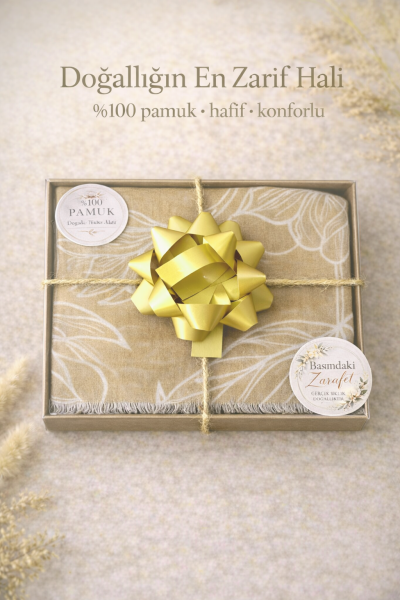 Hediyelik Firuze Serisi Düz Desenli Şallar %100 Pamuk Vizon